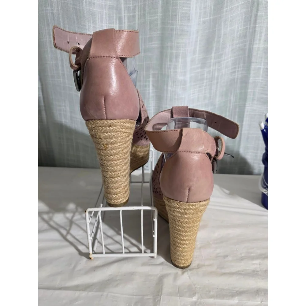 Women's Marc Fisher Pink‎ Beige Espadrille Wedge Sandals US 7